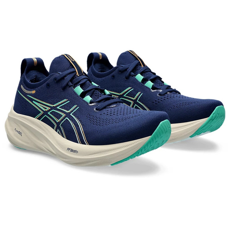 Asics Gel - Nimbus 26 - Azul Marinho com Creme e Verde