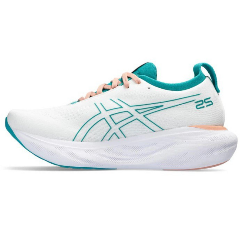 Asics Gel - Nimbus™ 25 Branco com Jade e Laranja