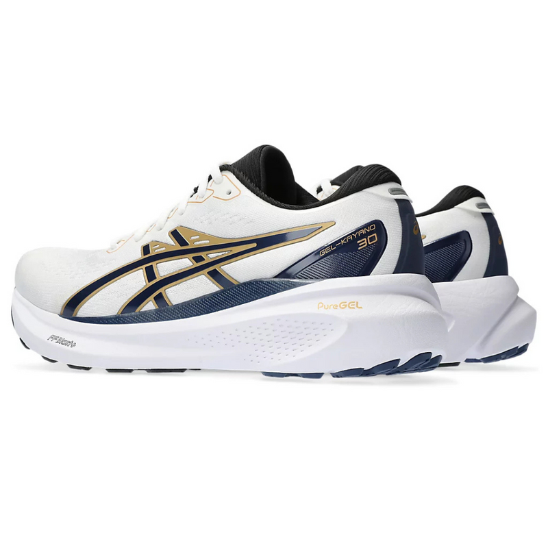 Asics Gel-Kayano 30 - Branco com Azul Marinho e Dourado